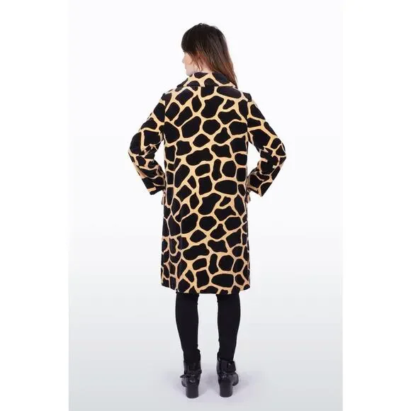Vtg 1970s Black & Yellow Giraffe Print Velveteen Jacket Travelcoats by NamanM